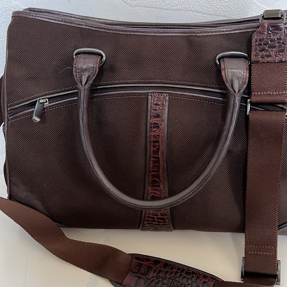 TUMI Women’s Brown Soft Multi Pocket Top Handle Crossbody Computer Bag w/ Pouch - Picture 2 of 12